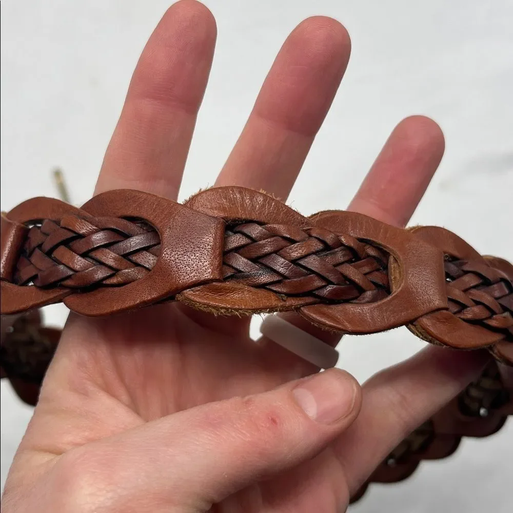 Vintage Laura Gayle Brown Leather Double Braided Belt - Picture 5 of 6